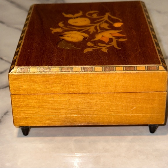 Storage & Organization Vintage Italian Music Box Works Inlay Wood Floral Plays Come Back To